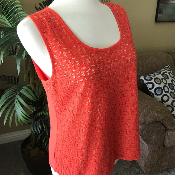 Ann Taylor orange sleeveless lined top - Picture 2 of 6